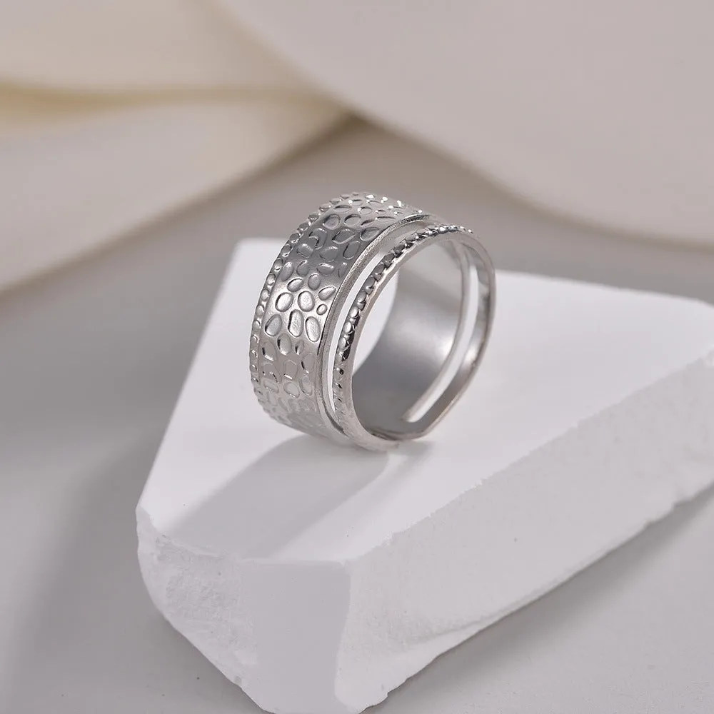 Adjustable Hammered Pattern Titanium Ring for Women by Planderful - Everyday Genie Collection