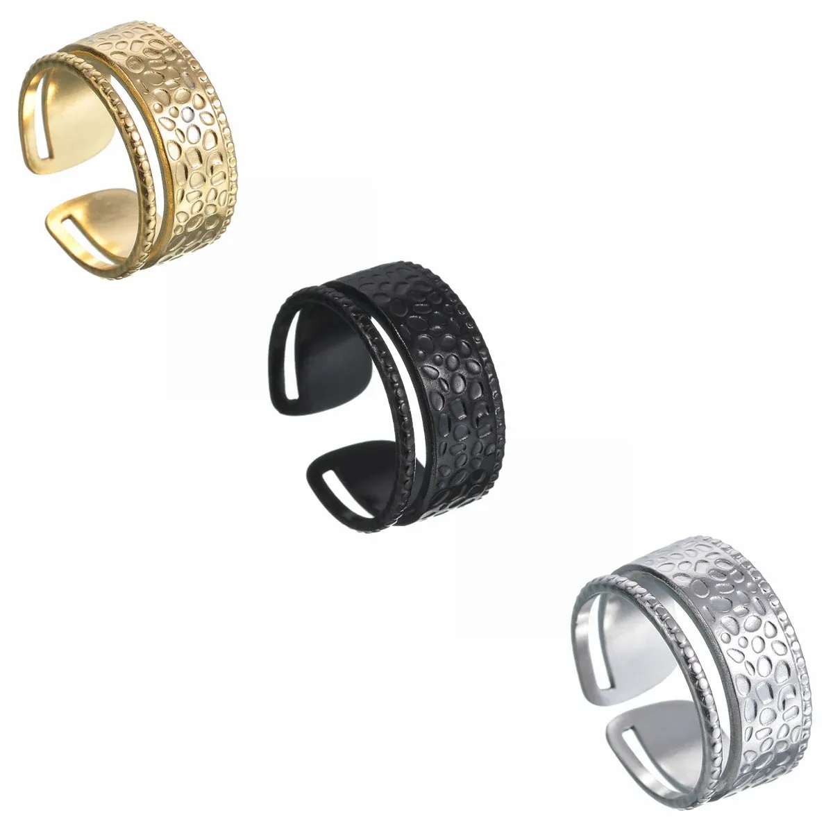 Adjustable Hammered Pattern Titanium Ring for Women by Planderful - Everyday Genie Collection
