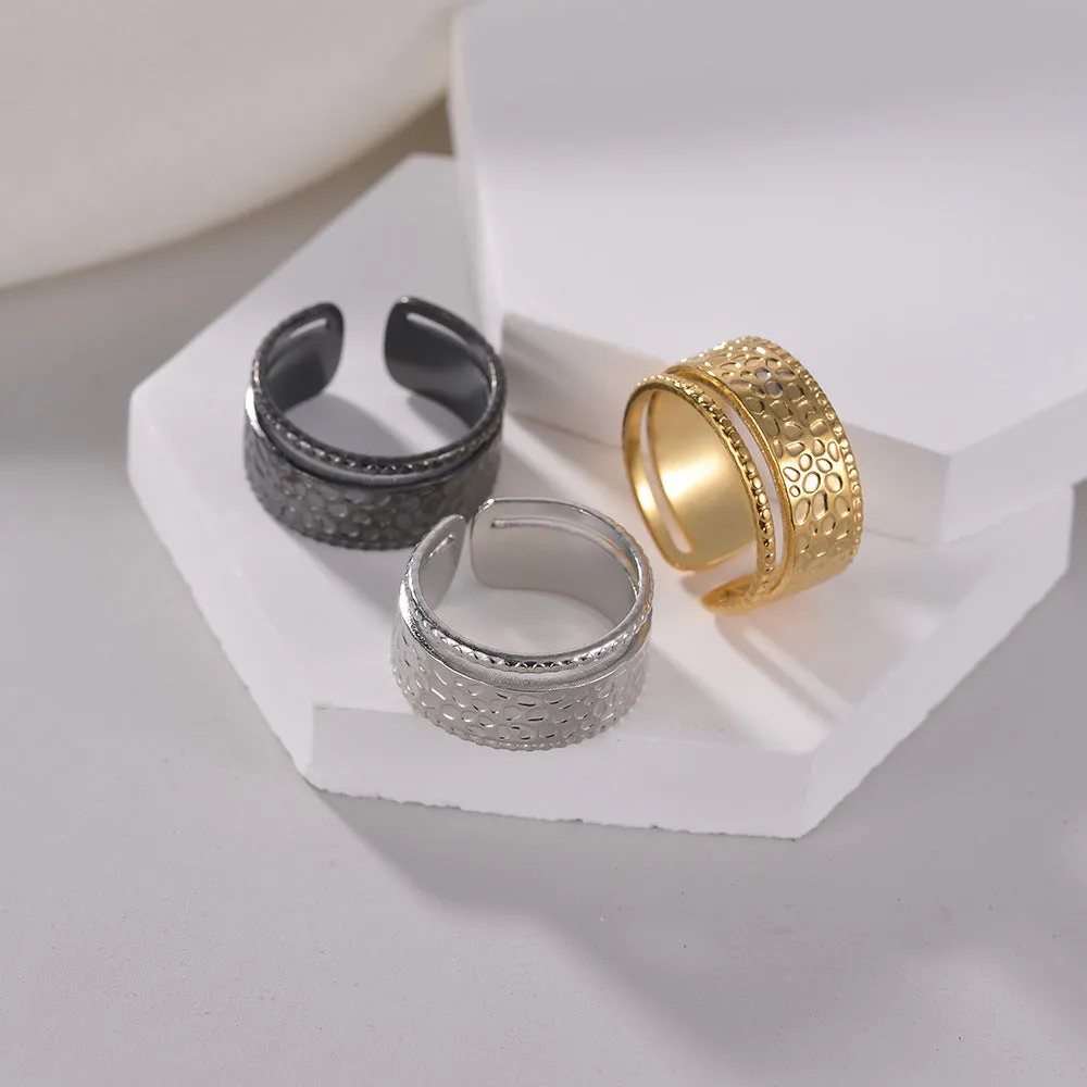Adjustable Hammered Pattern Titanium Ring for Women by Planderful - Everyday Genie Collection