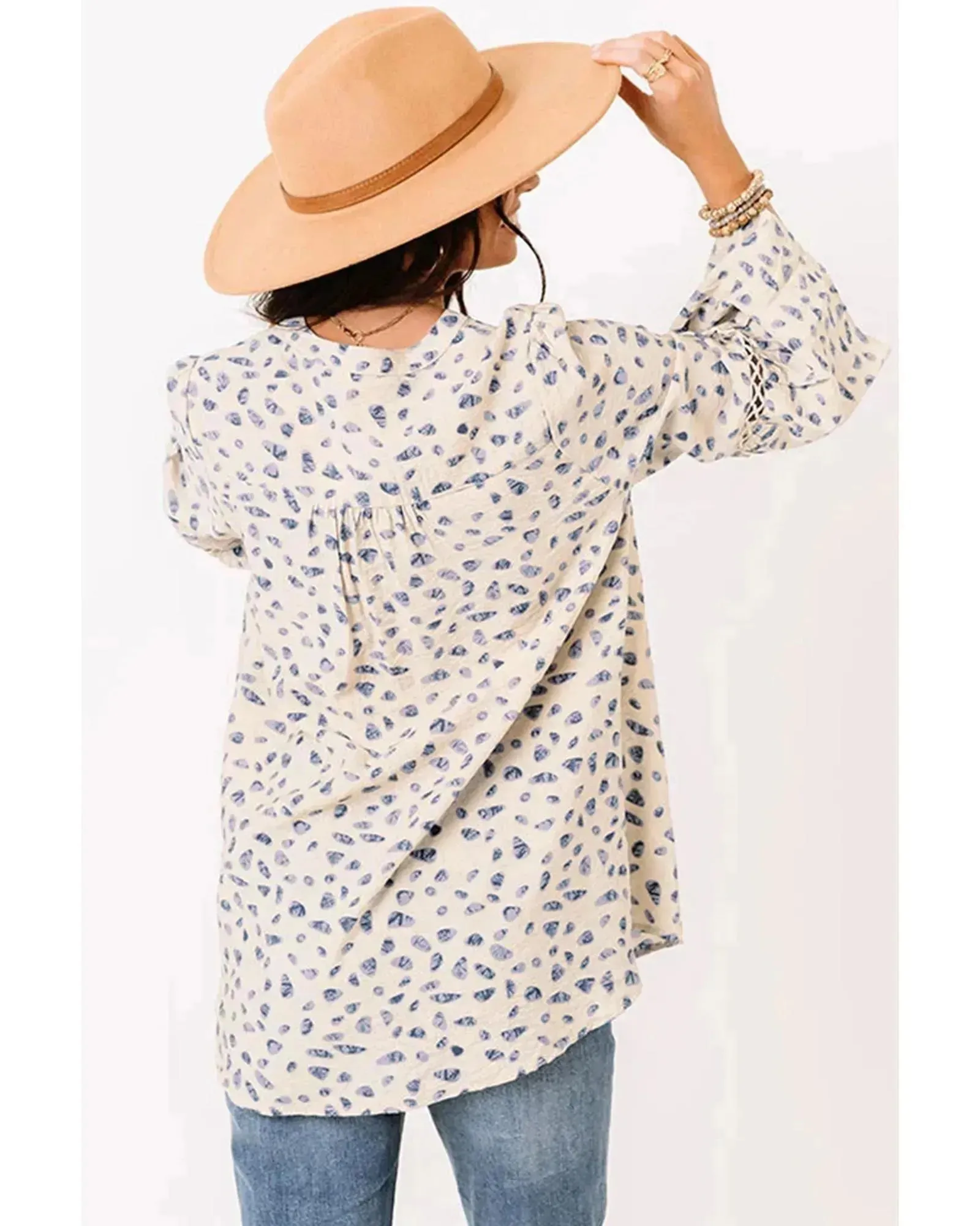 Azura Exchange Leopard Lace Trim Baby doll Blouse - M