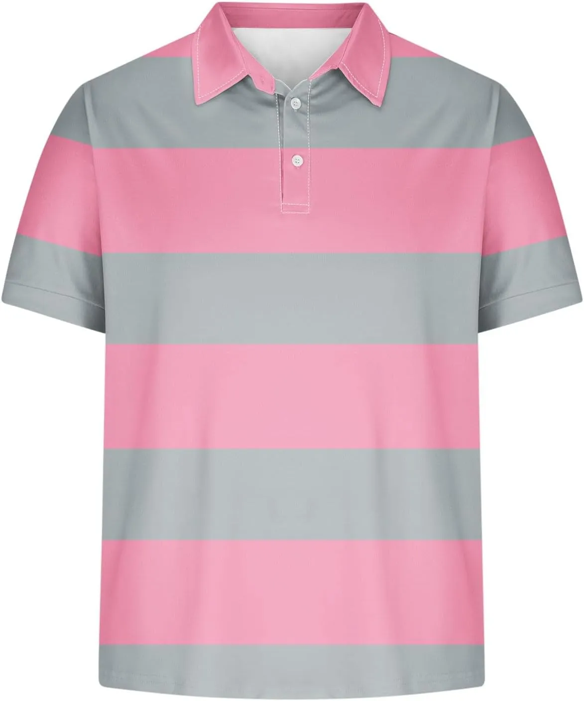 Color Block Golf Shirts for Men Short Sleeve Regular Fit Moisture Wicking Performance Casual Striped Mens Polo Shirts