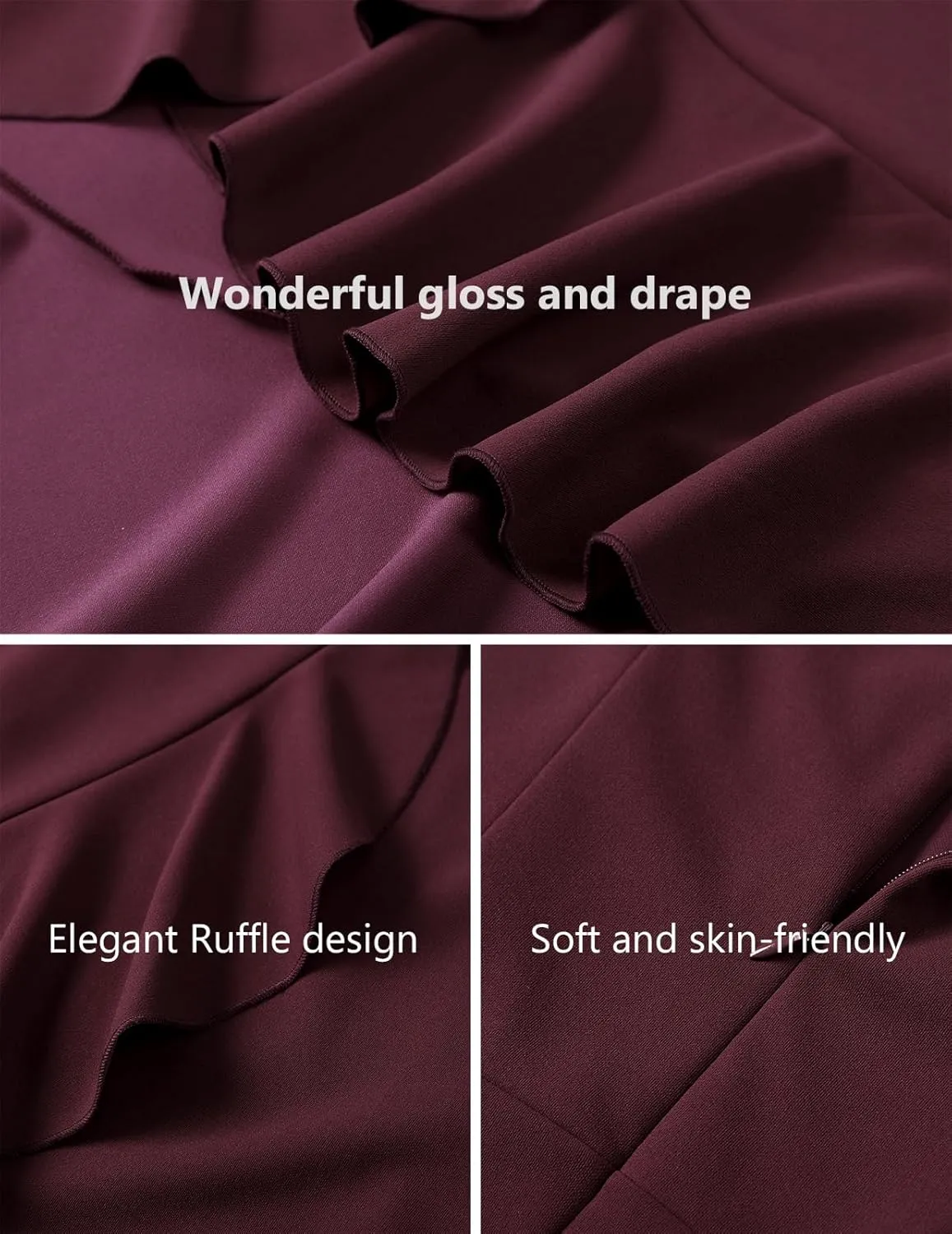 DRESSTELLS Women's Cocktail Dresses 2025, Formal Wedding Guest Ruffle Prom Party Evening Dress V-Neck Vintage Dress