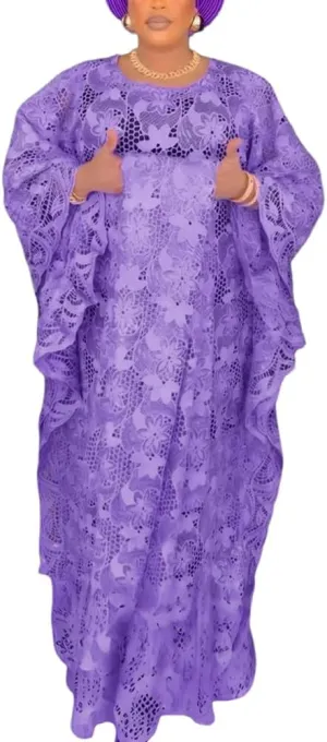 HD Women's Solid Color Lace Kaftan Dress Embroidery Rhinestone Evening Party Gown Plus Size