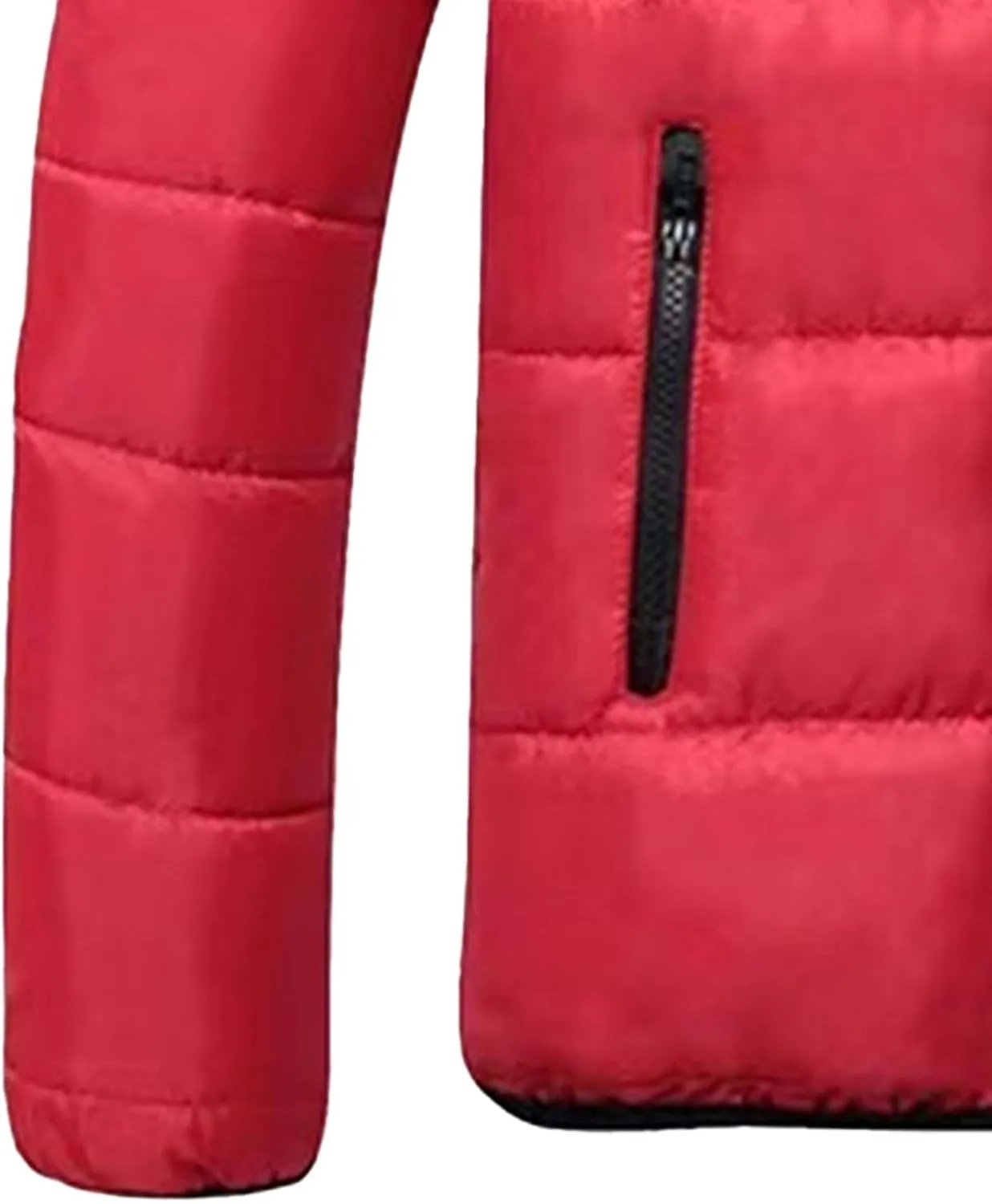JEKE-DG Men's Slim Fit Hooded Casual Down Jackets Color Block Full Zip Puffer Coats Lightweight Outdoor Winter Quilted Coat