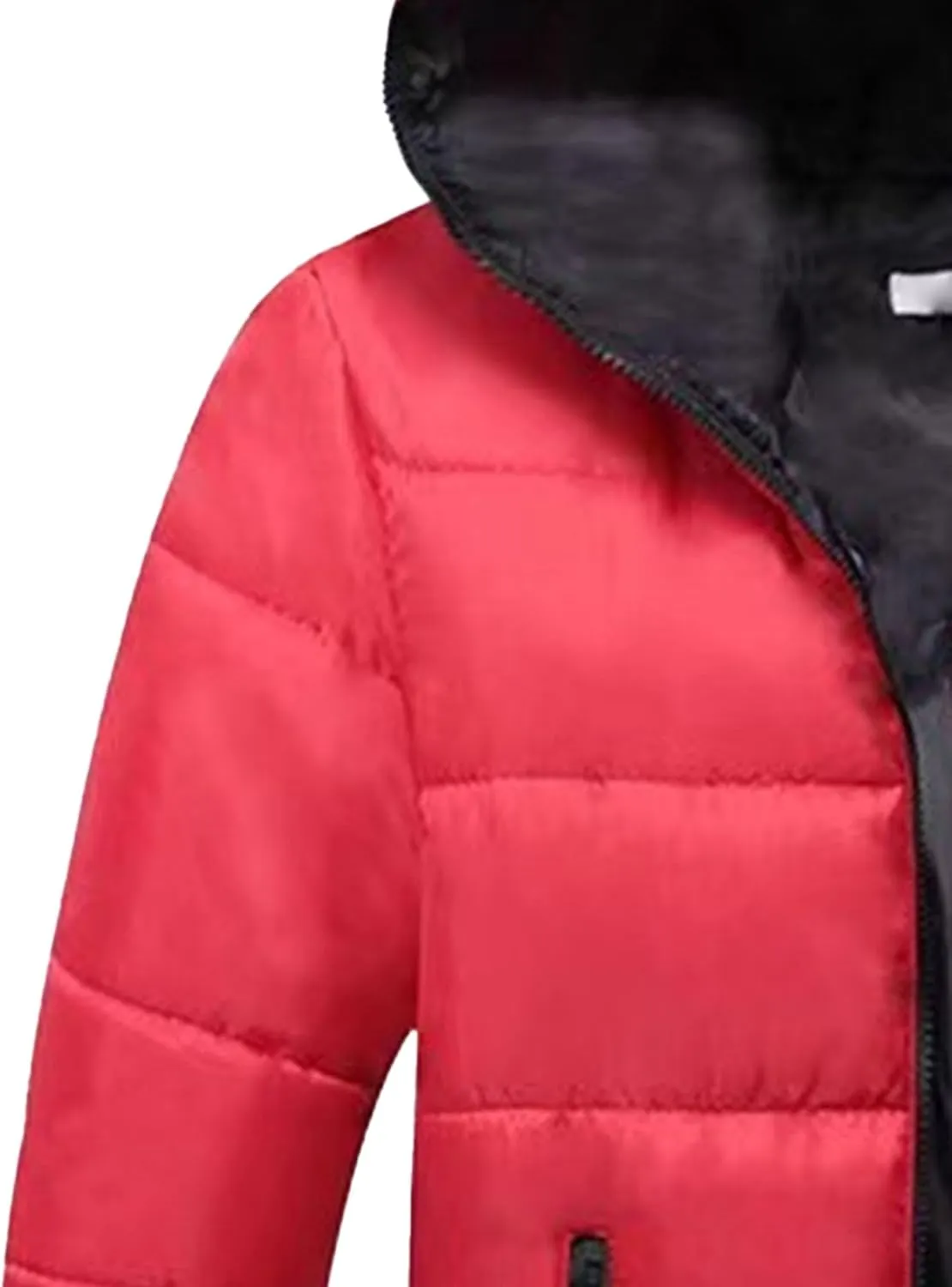JEKE-DG Men's Slim Fit Hooded Casual Down Jackets Color Block Full Zip Puffer Coats Lightweight Outdoor Winter Quilted Coat