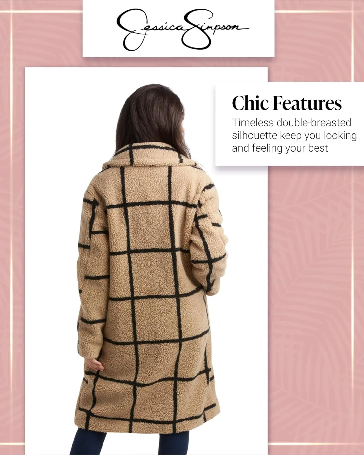 Jessica Simpson Women's Winter Coat - Full Length Single Breasted Sherpa Fleece Peacoat - Plush Teddy Coat for Women (S-XL)