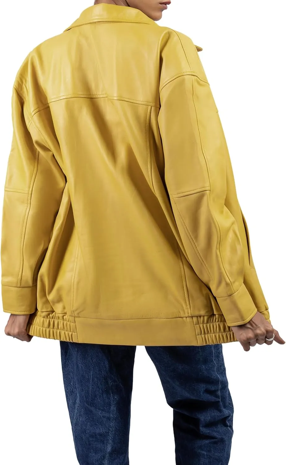 Jild Oversized Leather Jacket Women - Lambskin Leather Fall Jacket for Womens Fashion Plus Size Outfits
