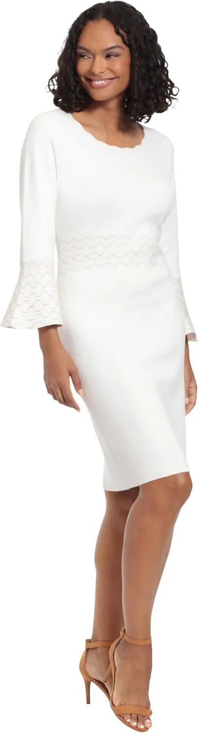 London Times Women's Knit Lurex Shine Dressy Occasion Event Sweater Dress