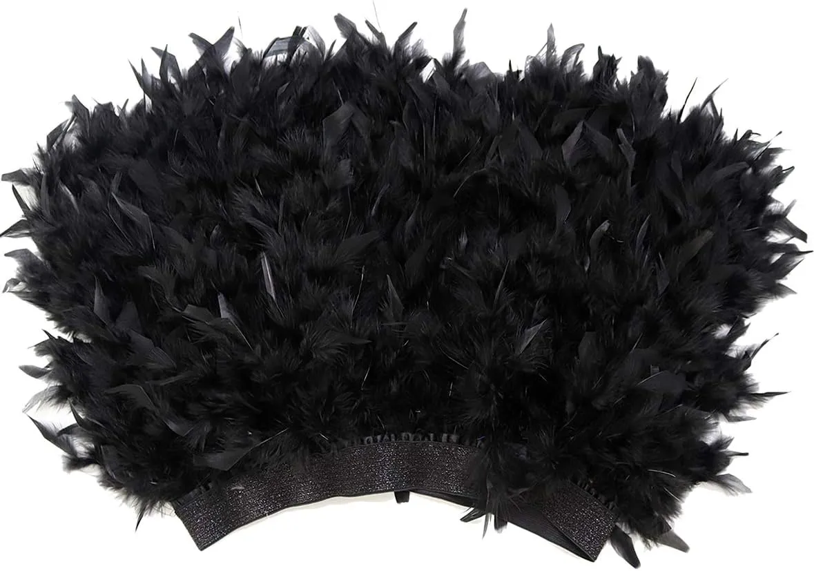 L'VOW Women's Sexy Mid Waist Mini A-line Feather Skirt for Party Wedding Halloween