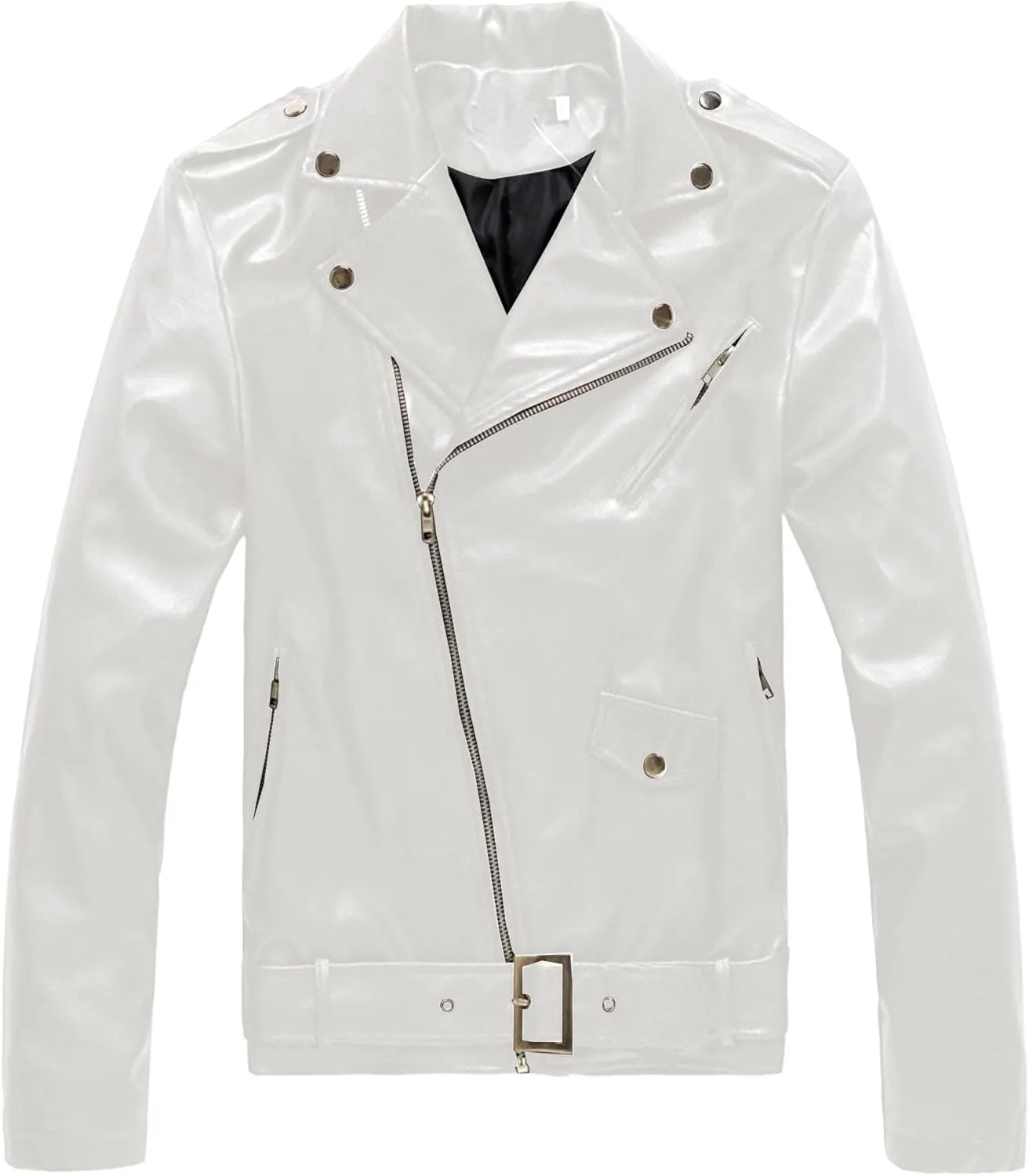 Maiyifu-GJ Men's Leather Motorcycle Jacket Slim Fit Faux Leather Jackets Zipper Biker Coat Lightweight Windbreaker Outerwear