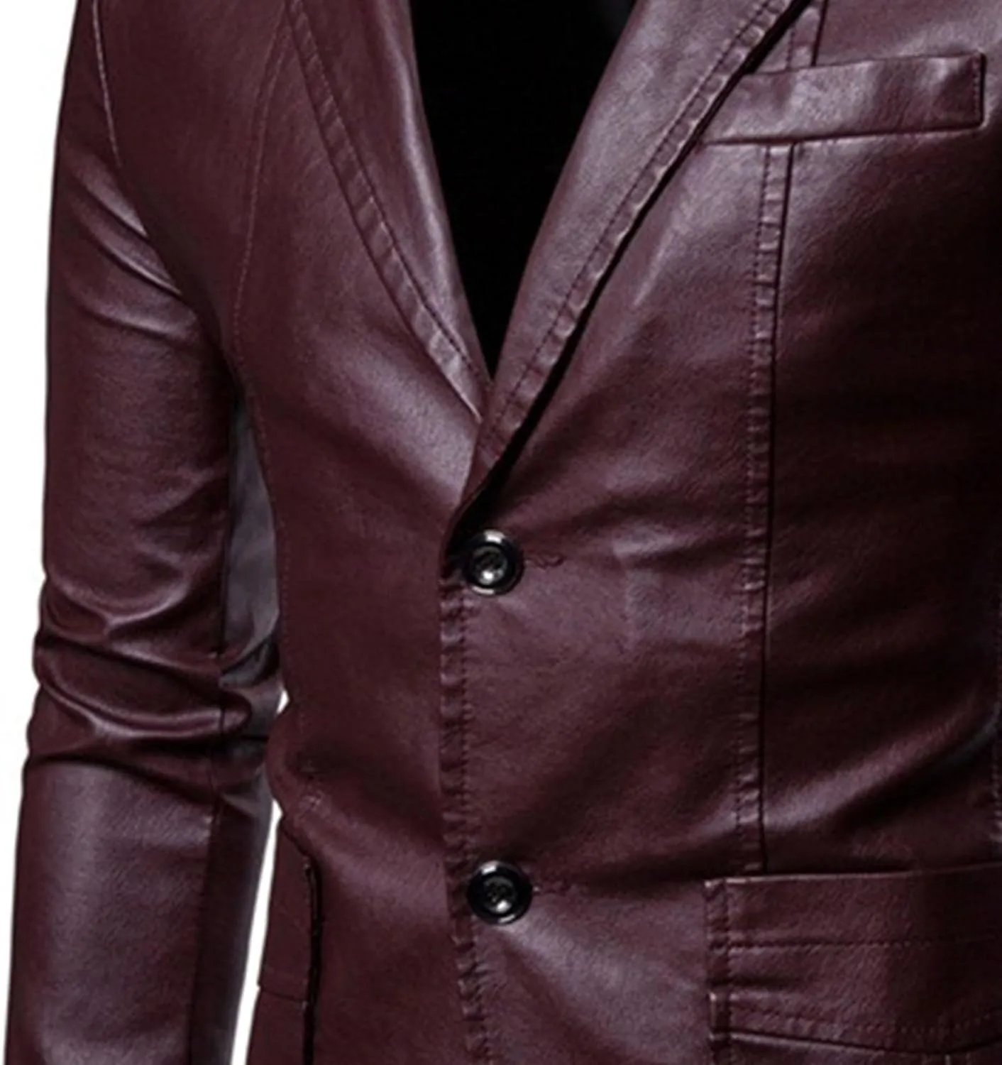 Men's Leather Blazer Jacket Business Casual Faux Leather Jacket Fashion Vintage Motorcycle Coat Outerwear