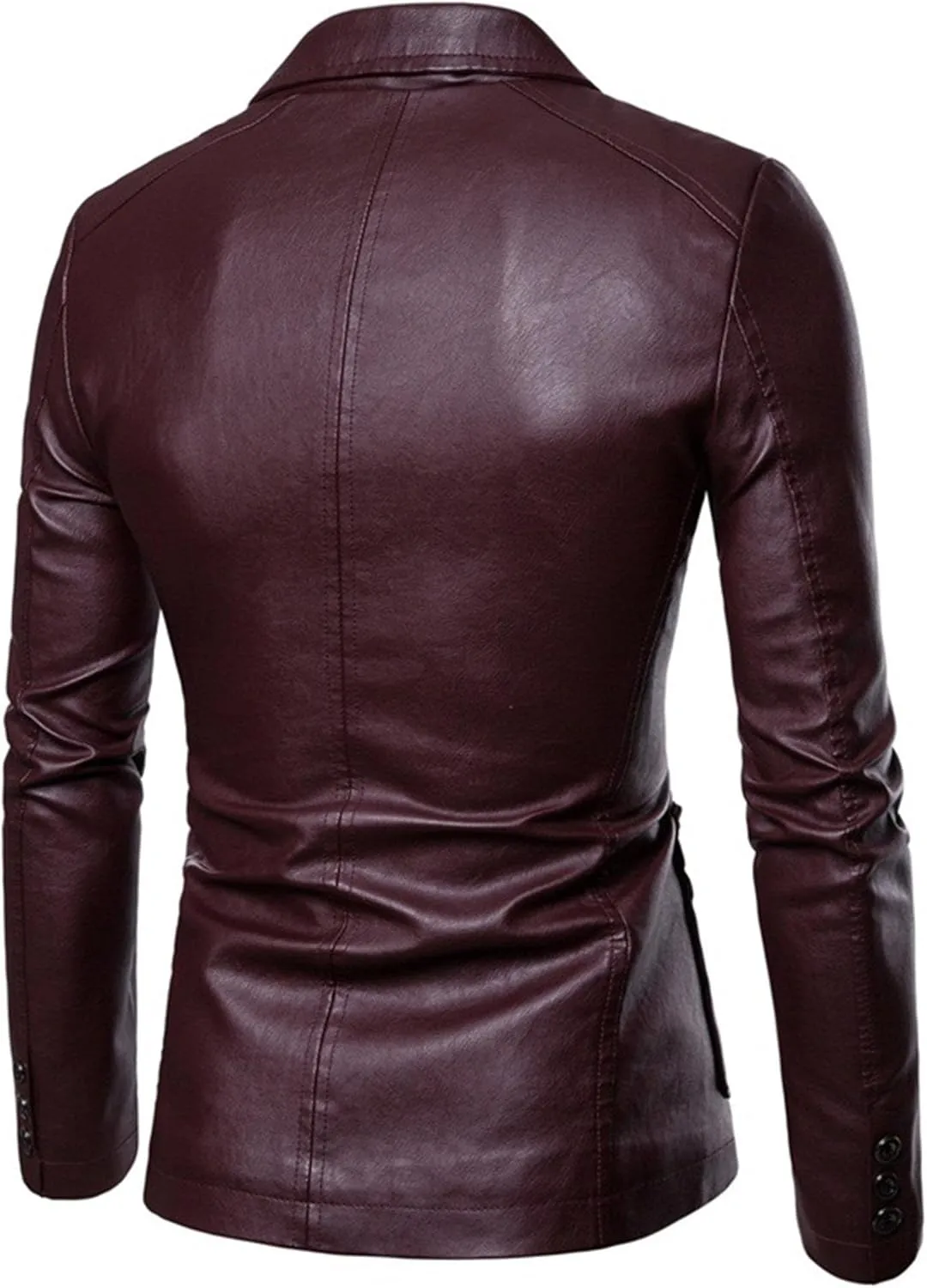 Men's Leather Blazer Jacket Business Casual Faux Leather Jacket Fashion Vintage Motorcycle Coat Outerwear