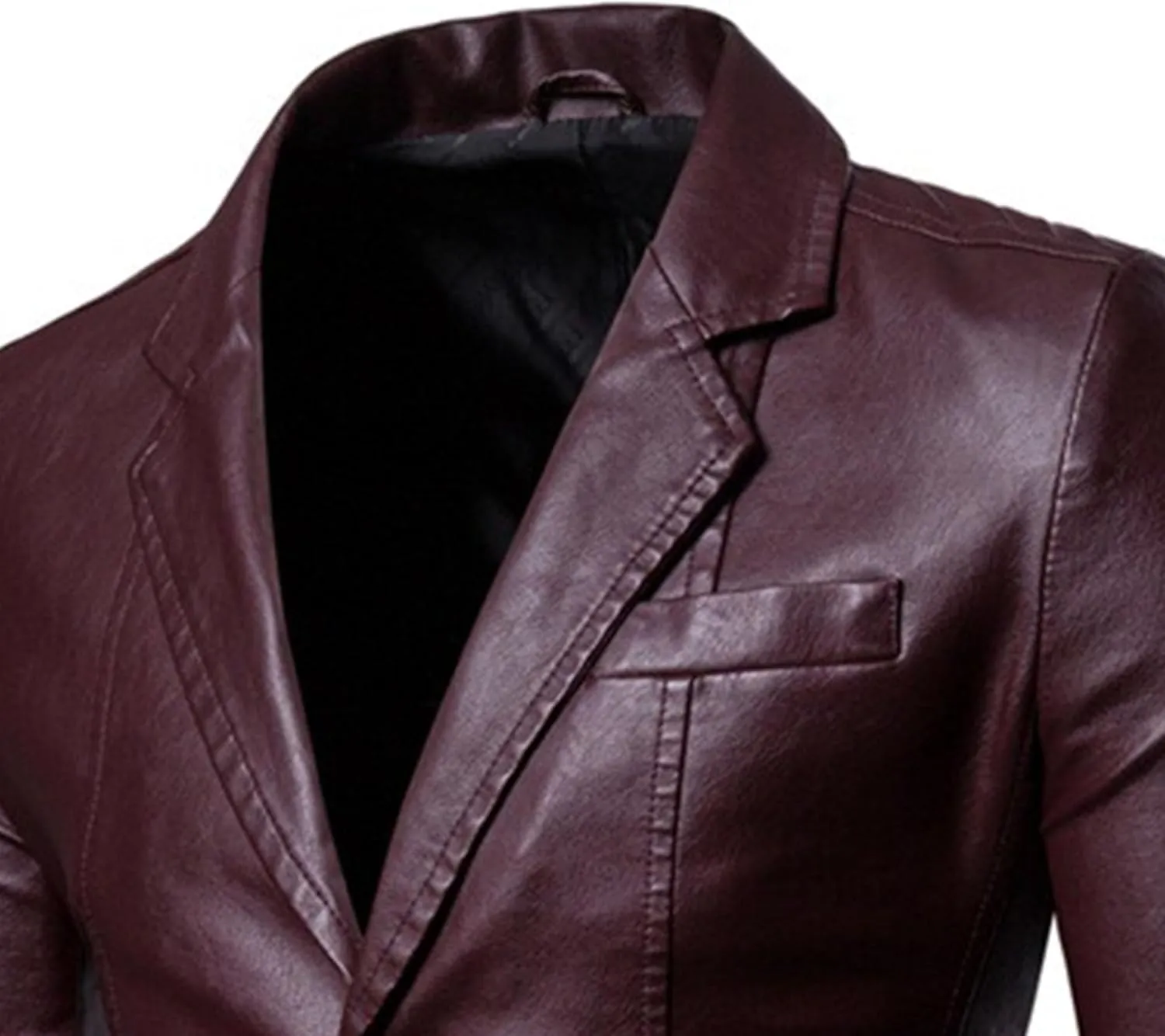 Men's Leather Blazer Jacket Business Casual Faux Leather Jacket Fashion Vintage Motorcycle Coat Outerwear