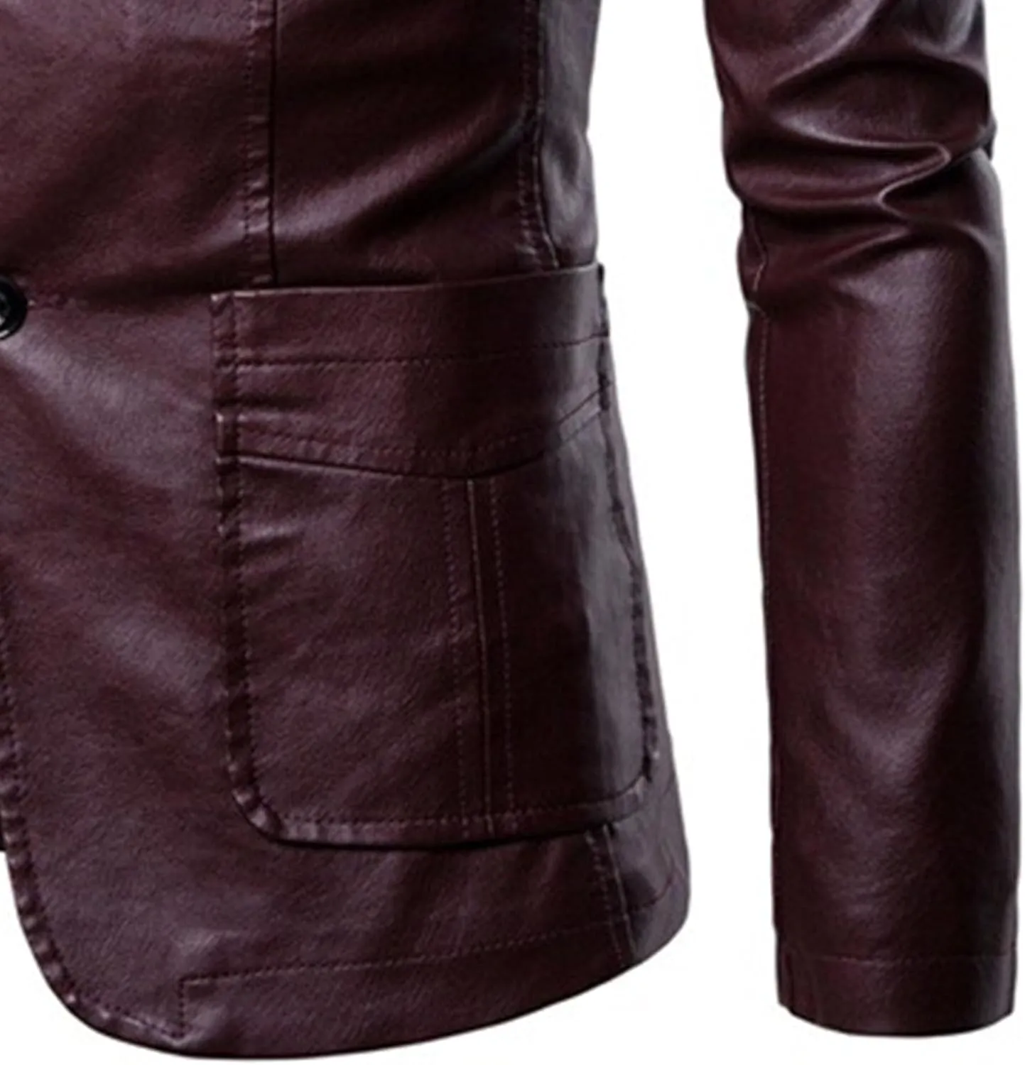 Men's Leather Blazer Jacket Business Casual Faux Leather Jacket Fashion Vintage Motorcycle Coat Outerwear