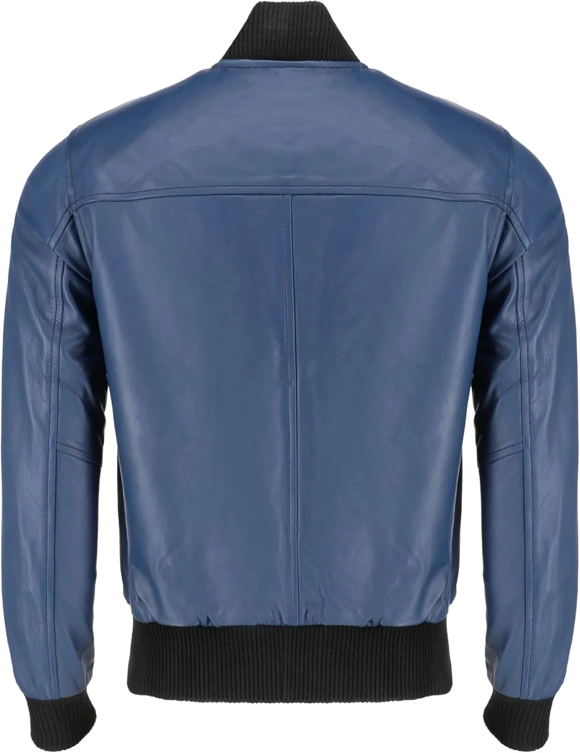 Men's Leather Varsity Jacket - Black Leather Bomber Jacket for Men