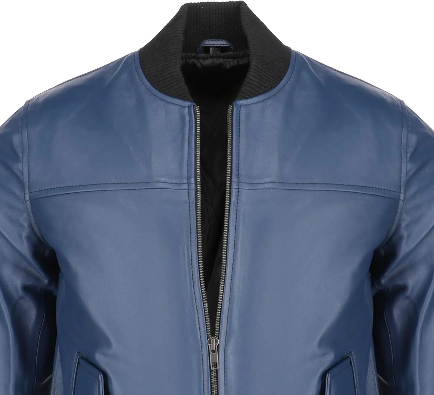 Men's Leather Varsity Jacket - Black Leather Bomber Jacket for Men