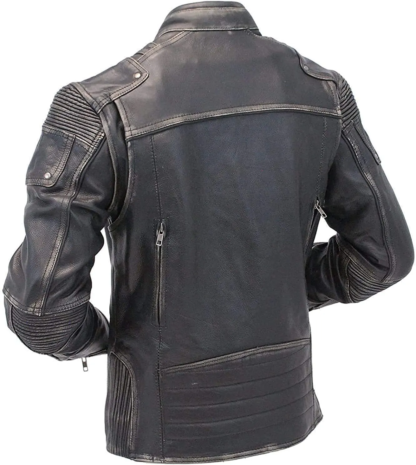 Men's Vintage Retro Biker Motorcycle Stylish Genuine Leather Jacket | Motorcycle Distressed Cafe Racer Leather Jacket