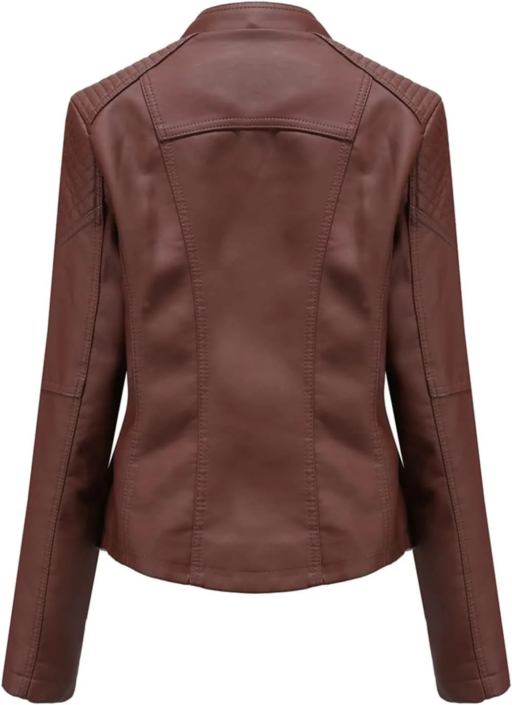 MODFUL Women's Faux Leather Moto Jacket Casual Short Solid Color PU Biker Coat with Pockets
