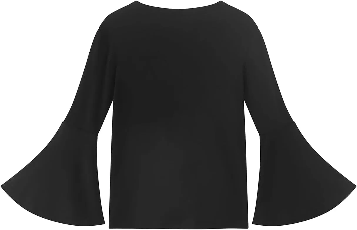 Noomelfish Girls Long Bell Sleeve Top Cute Western Shirts Blouse (5-12 Years)