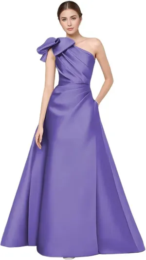 One Shoulder Bow Bridesmaid Dresses for Women Wedding Guest Mother of The Bride Dress Formal Evening Gown XPD11