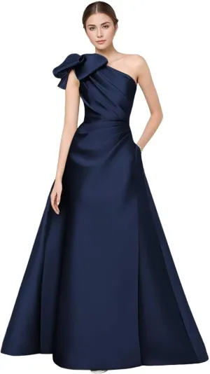 One Shoulder Bow Bridesmaid Dresses for Women Wedding Guest Mother of The Bride Dress Formal Evening Gown XPD11