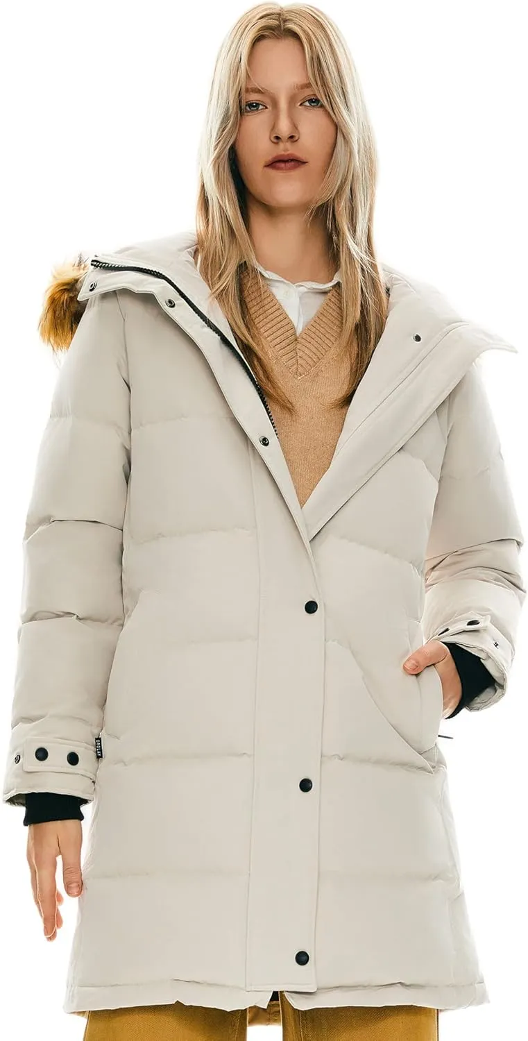 Orolay Women's Thickened Down Coat Long Puffer Jacket with Adjustable Hood Quilted Warm Winter Parka