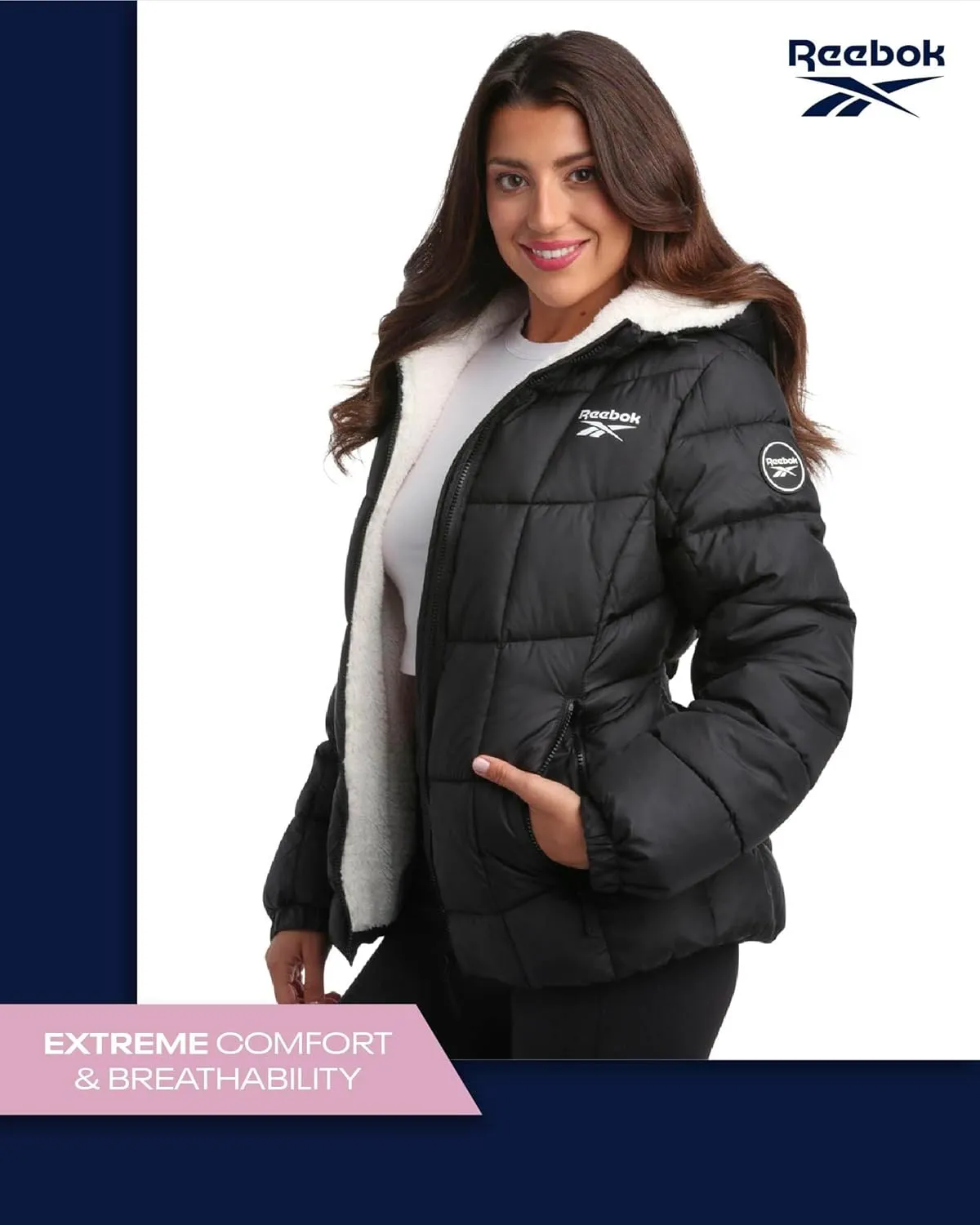 Reebok Women's Winter Jacket - Heavyweight Quilted Puffer Parka Coat - Sherpa Lined Ski Jacket for Women (S-XL)