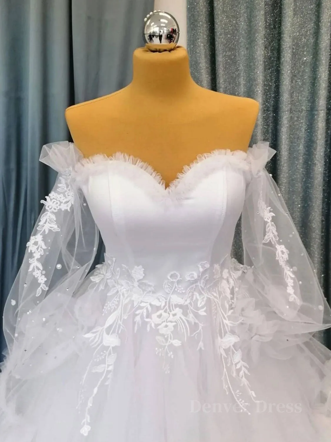 White sweetheart neck tulle long prom gown white evening dress