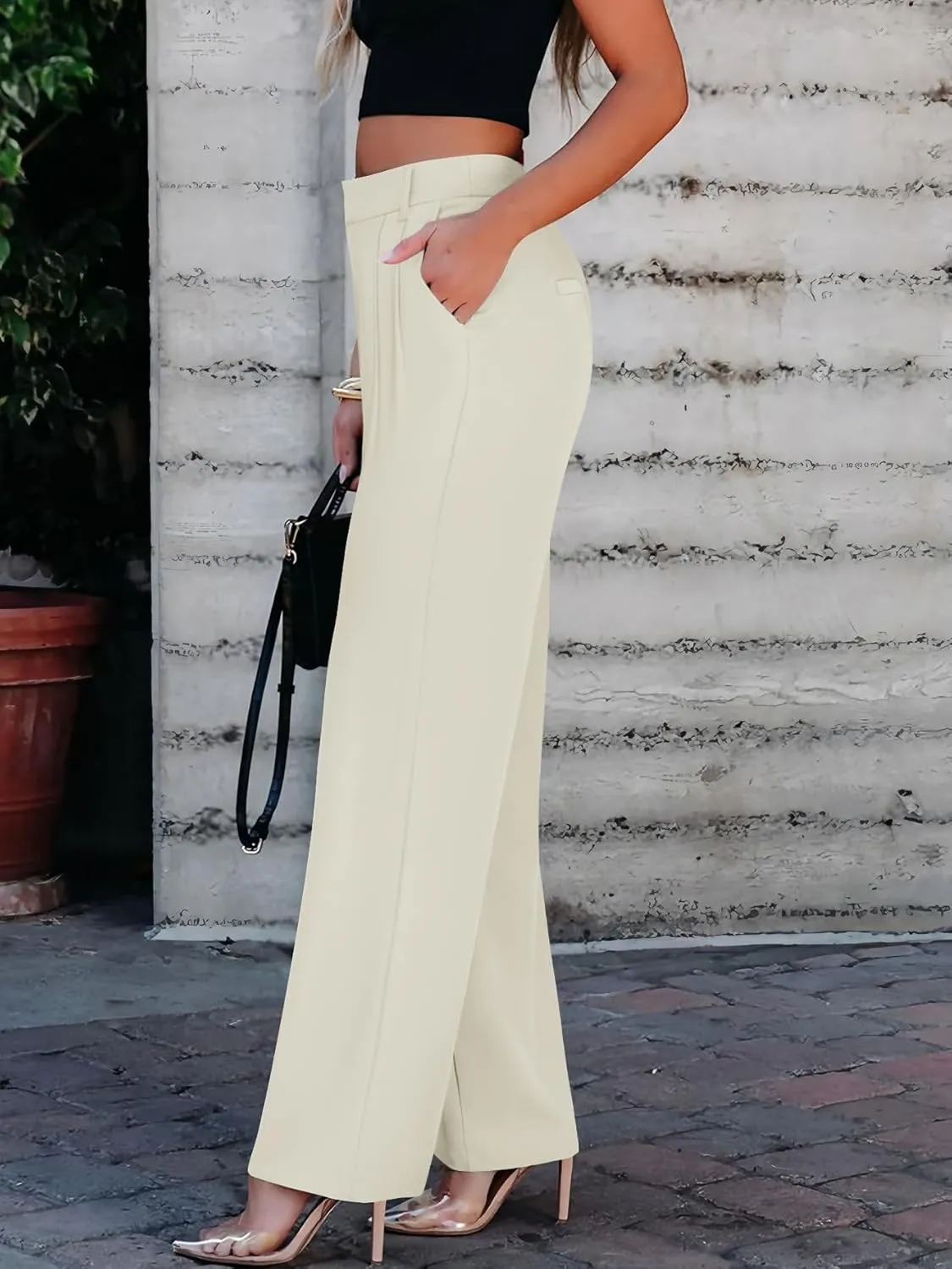 Women's Wide Leg Dress Pants High Waisted Business Casual Trousers Dressy Work Office Pants with Pockets