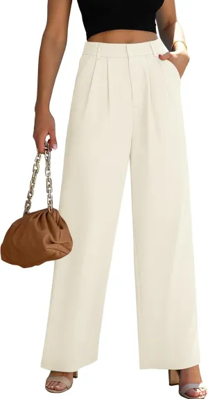 Women's Wide Leg Dress Pants High Waisted Business Casual Trousers Dressy Work Office Pants with Pockets