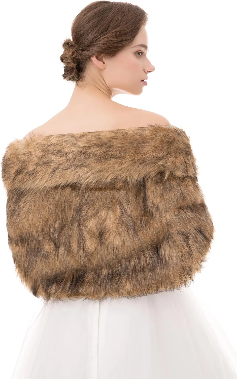 WOWBRIDAL Women's Winter Warm Faux Fur Shawl Coat Jacket Parka Outerwear Tops